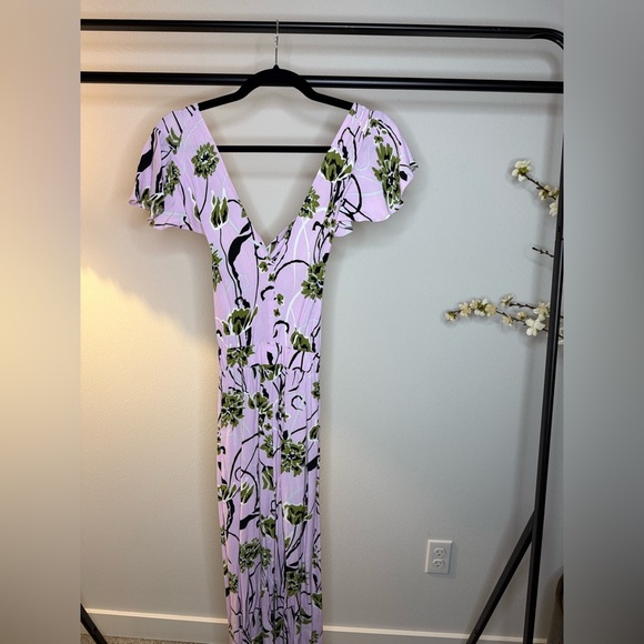 ASOS Floral V-Neck Jumpsuit - Purple and Green - Picture 1 of 3